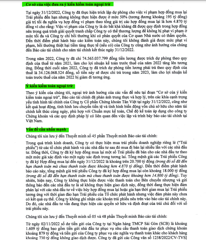 Chứng khoán Tân Việt (TVSI): Gần 15.000 tỷ đồng trái phiếu đến hạn chưa thanh toán