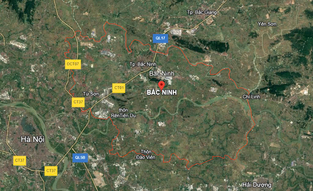 Vị tr&iacute; địa l&yacute; tỉnh Bắc Ninh