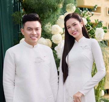 Chiếc áo dài Hoa hậu Đỗ Hà mặc trong ngày trọng đại lấy cảm hứng từ quê hương