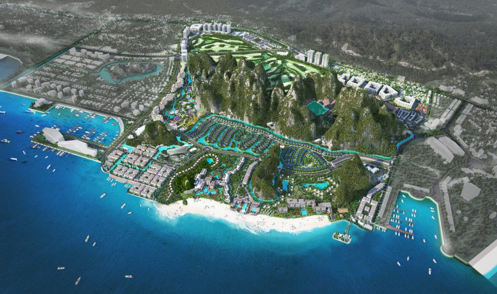 Phối cảnh dự án Tổ hợp du lịch, nghỉ dưỡng, giải trí cao cấp, sân golf và khu dân cư Monbay Vân Đồn. Nguồn ảnh: Internet