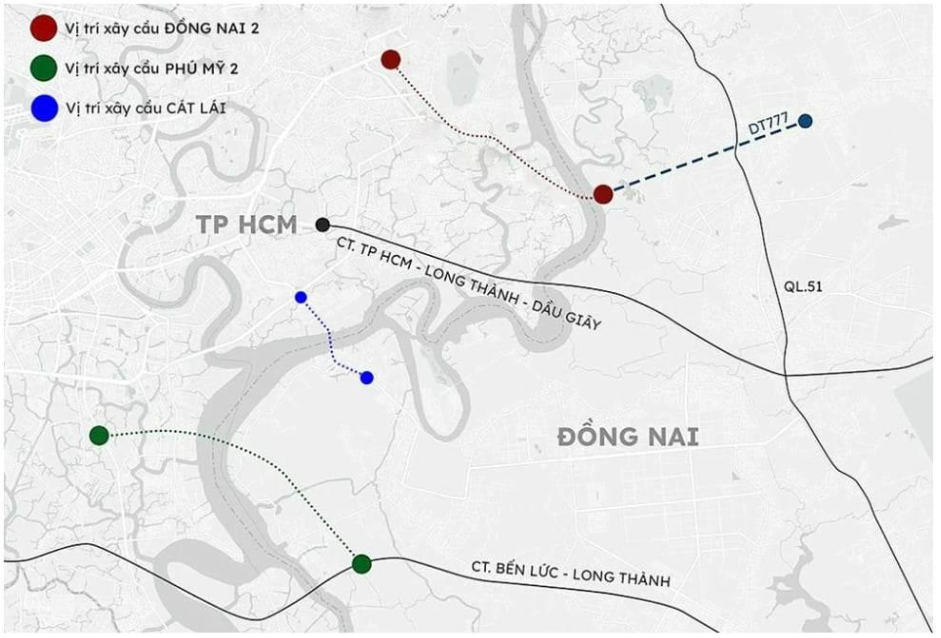 Vị trí xây dựng cầu Long Hưng (Cầu Đồng Nai 2)
