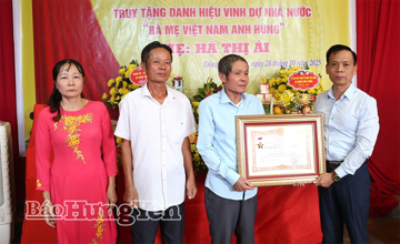 Truy tặng danh hiệu Bà mẹ Việt Nam anh hùng cho mẹ Hà Thị Ái
