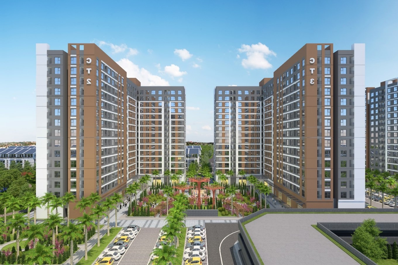 Phối cảnh dự án nhà ở xã hội tại Khu đô thị Tân Phú Hưng . Nguồn ảnh: Newland