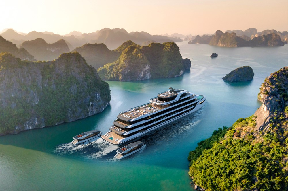 Chính thức hạ thủy siêu du thuyền 6 sao diện tích 10.000m2: Được đóng hoàn toàn bởi người Việt, lớn nhất Quảng Ninh - ảnh 1