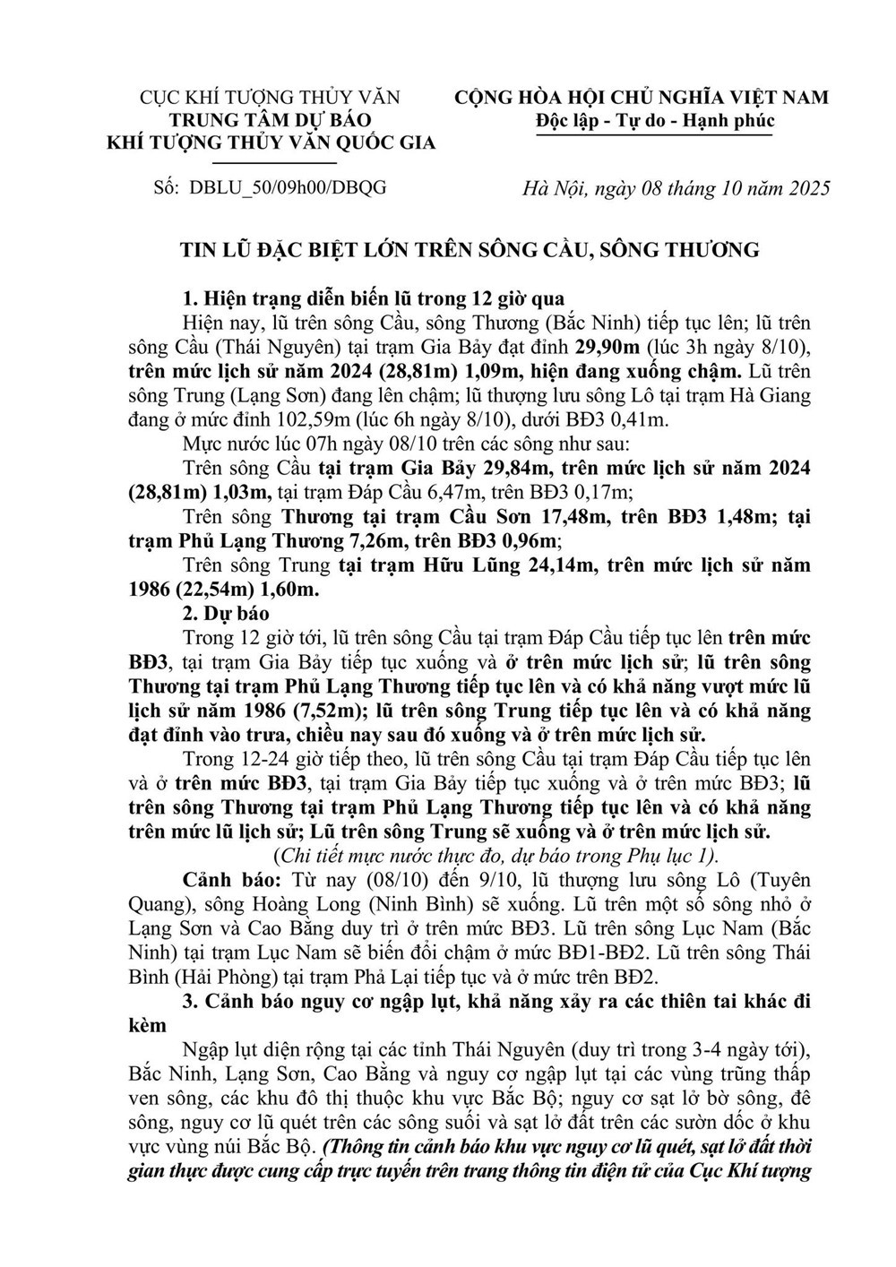 Cảnh báo khẩn đến toàn bộ người dân các tỉnh Bắc Ninh, Thái Nguyên, Cao Bằng, Tuyên Quang... - ảnh 2
