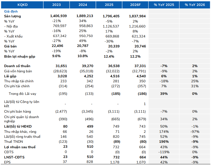 <a style='text-decoration: none;' href='/BSC'>BSC</a> dự phóng kết quả kinh doanh của <a style='text-decoration: none;' href='/HSG'>HSG</a> niên độ tài chính 2026