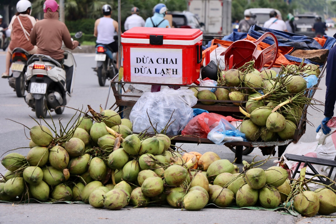 Dừa xiêm tươi được người bán ngoài đường. img-9596.jpg