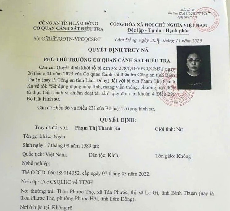 Truy nã Phạm Thị Thanh Ka sinh năm 1989 - ảnh 1