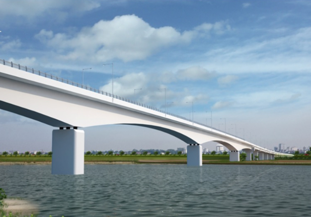 Cây cầu đầu tiên bắc qua sông Thái Bình sau 1 năm khởi công: Dần thành hình, sẽ hoàn thành sau ít tháng nữa- Ảnh 1.