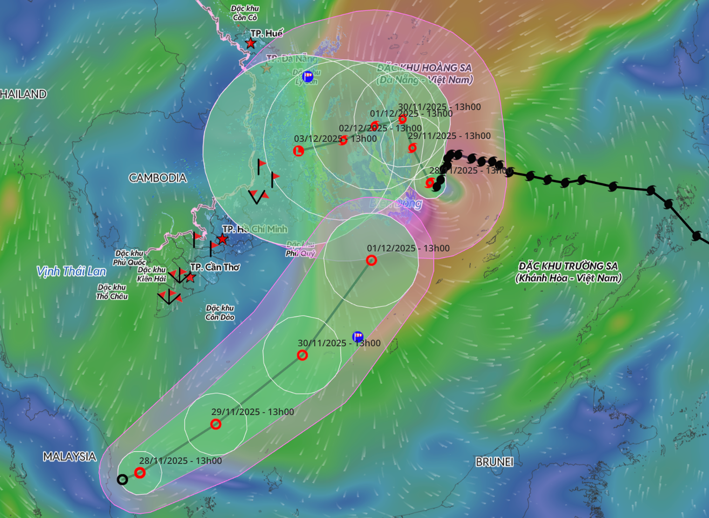 Dự báo Biển Đông sẽ có hai xoáy thuận nhiệt đới cùng hoạt động từ ngày mai (29/11). anh-man-hinh-2025-11-28-luc-144751.png