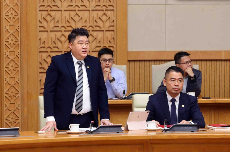 Ông Nguyễn Nam Thiều, Chủ tịch Hội đồng quản trị Công ty cổ phần Tập đoàn Discovery phát biểu tại cuộc họp - Ảnh: VGP/Nguyễn Hoàng