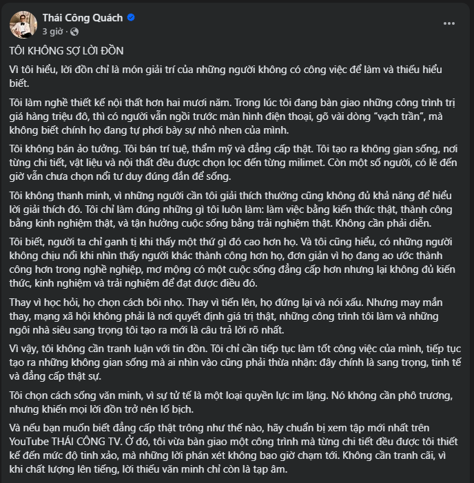 Nhà thiết kế Thái Công thông báo về biệt thự 400 tỷ của vợ chồng Đoàn Di Băng - ảnh 2