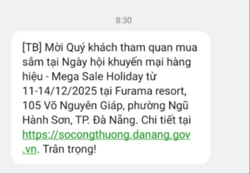 Đà Nẵng xác minh việc nhắn tin mang danh UBND TP mời mua sắm hàng hiệu