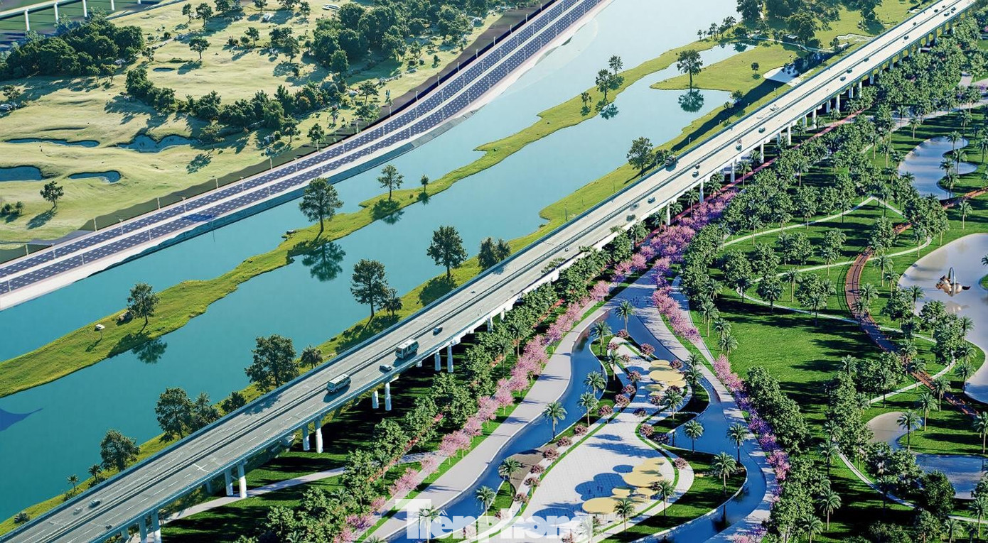 Trục đường bộ được thiết kế lưu thông hai chiều, với mặt cắt ngang 6 làn xe (mỗi bên 3 làn), xây dựng theo tiêu chuẩn cao tốc. tp-4.jpg