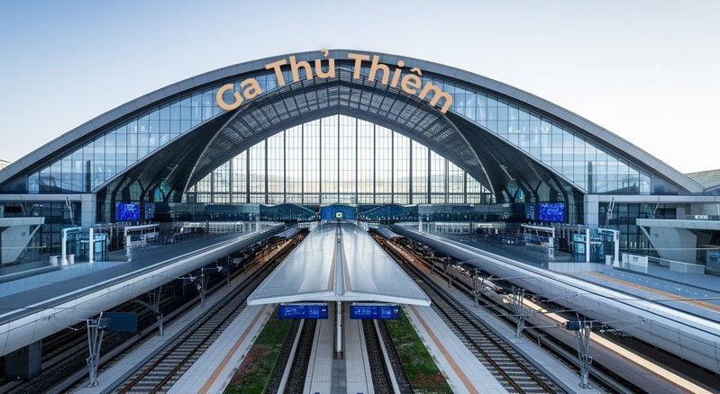 Phối cảnh ga Thủ Thiêm - TPHCM. Ảnh: AI. ga-thu-thiem1.jpg