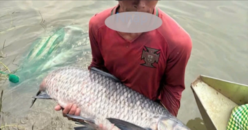 Người dân bắt được nhiều cá 'khủng' sau khi thủy điện Trị An ngưng xả tràn