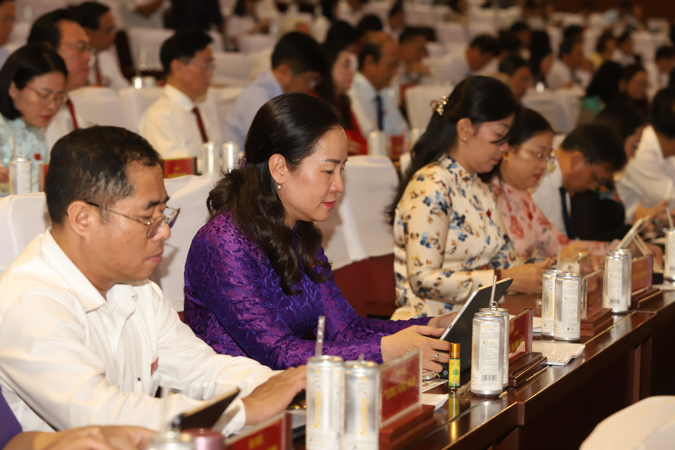 Đại biểu biểu quyết thông qua dự thảo nghị quyết về bảng giá đất mới. Ảnh: Ngô Tùng img-9190.jpg