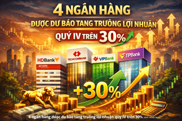 4 ngân hàng được dự báo tăng trưởng lợi nhuận quý IV trên 30%