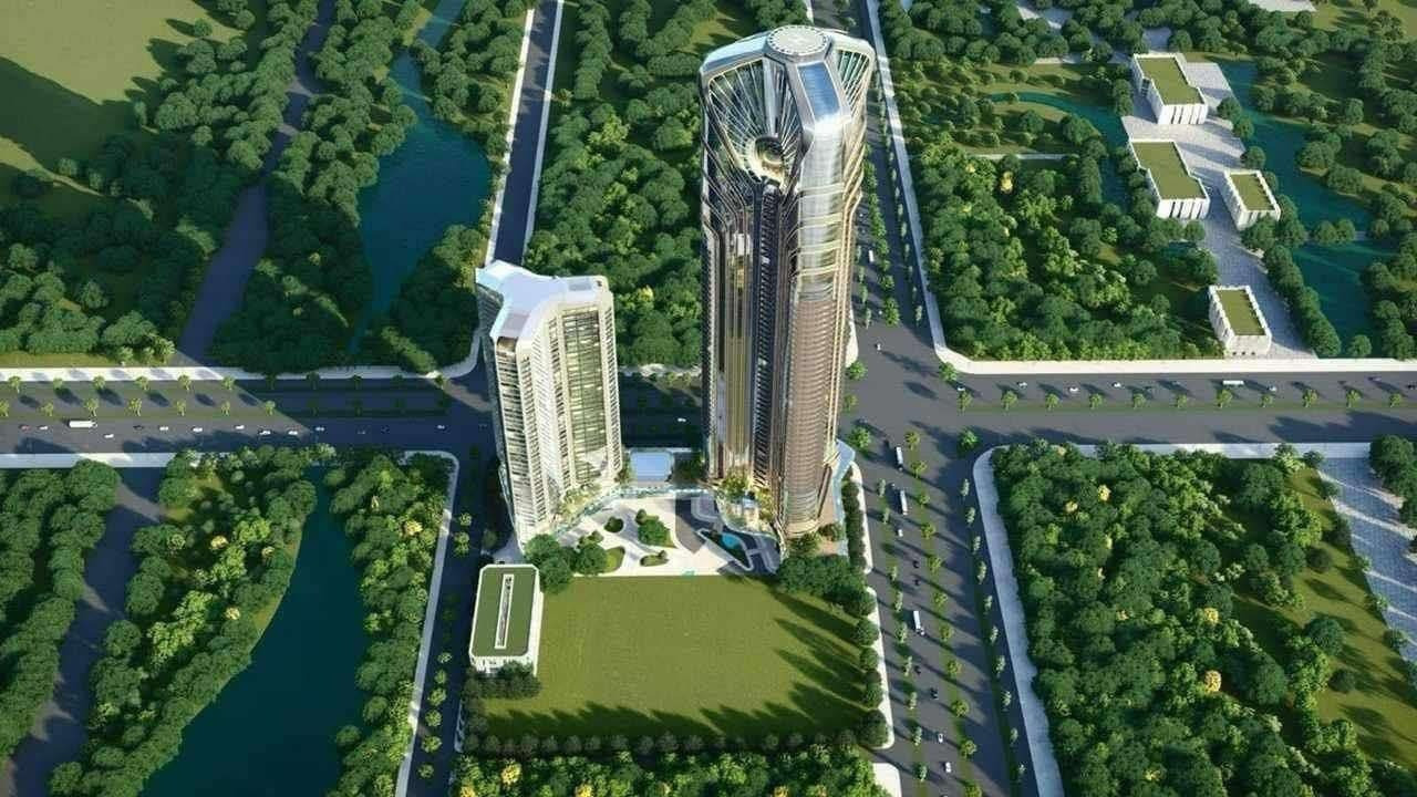 Phối cảnh tòa tháp phức hợp tọa lạc tại lô I14-CTHH01, khu trung tâm hành chính Bắc Sông Cấm của Doji Land. Nguồn ảnh: Internet