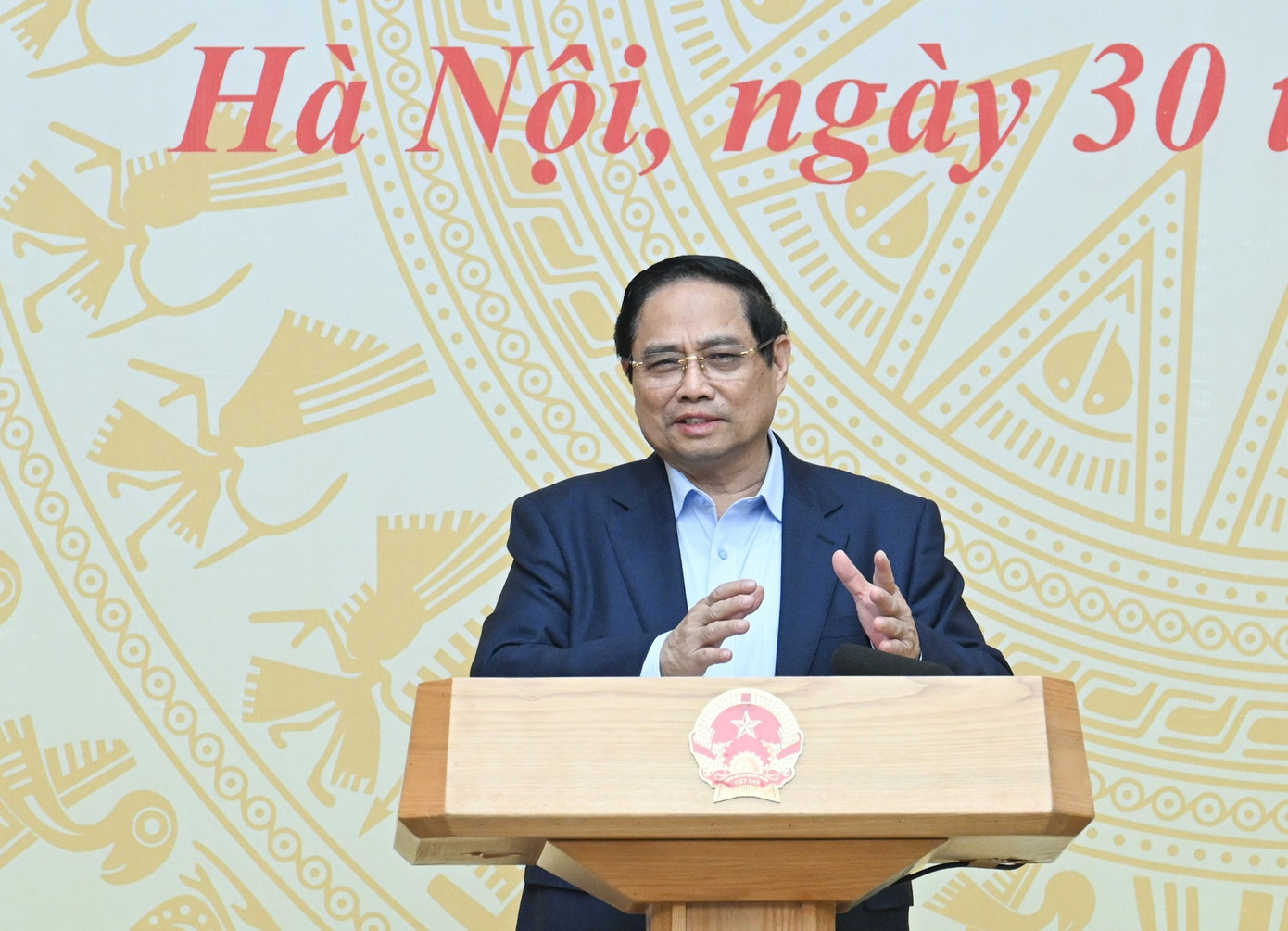 Thủ tướng Phạm Minh Chính phát biểu khai mạc hội nghị. Ảnh: VGP 3012ttg1.jpg