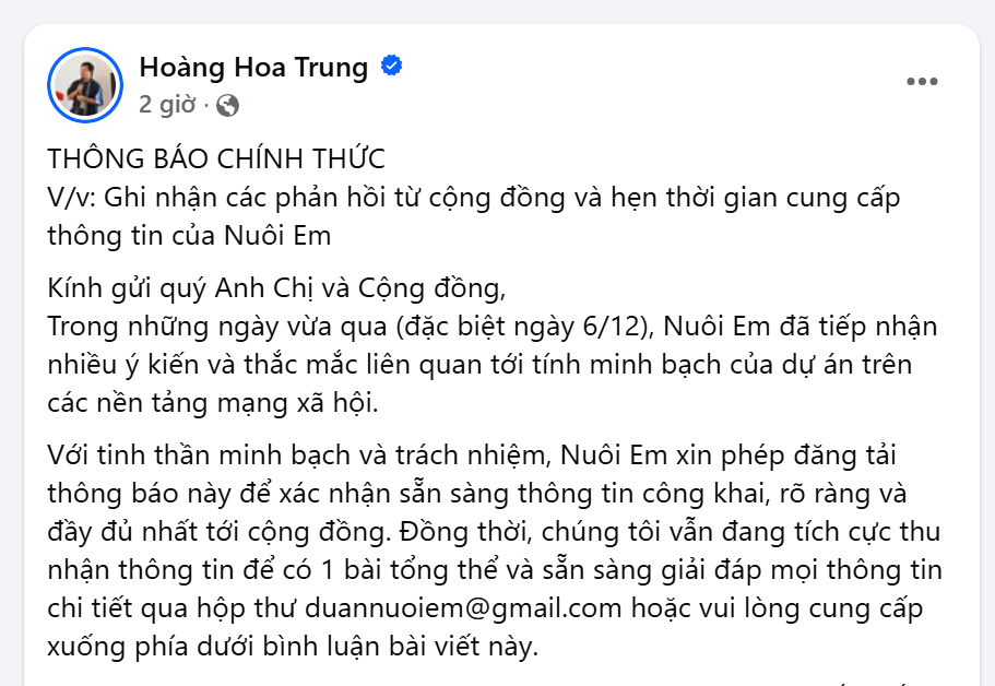 Trưởng dự án 'Nuôi em' chính thức lên tiếng - ảnh 2
