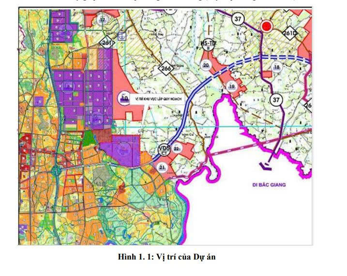 Vị trí dự án. Nguồn ảnh: Báo cáo tác động môi trường