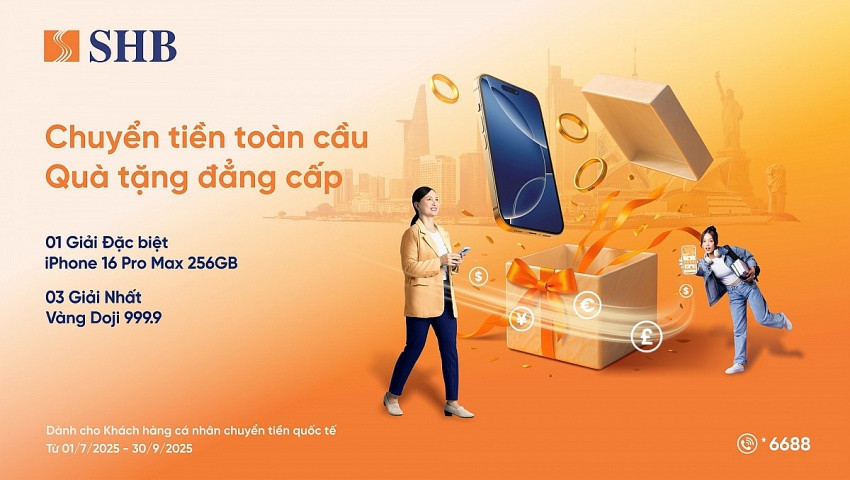 <a style='text-decoration: none;' href='/SHB'>SHB</a> trao tay iPhone 16 Pro Max và vàng 999.9 cho khách chuyển tiền quốc tế