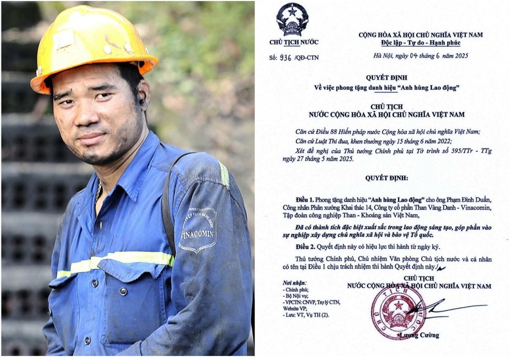 Chính thức phong tặng danh hiệu Anh hùng Lao động cho thợ lò Phạm Đình Duẩn - ảnh 1