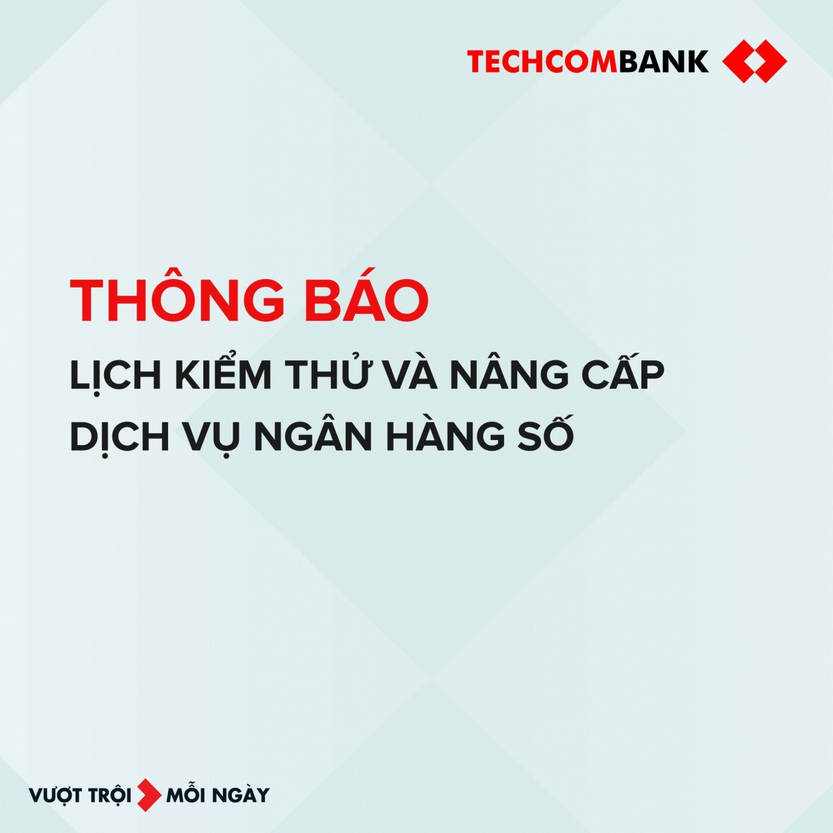 Techcombank (<a style='text-decoration: none;' href='/TCB'>TCB</a>) cảnh báo một số dịch vụ sẽ bị gián đoạn từ 1 đến 10 phút