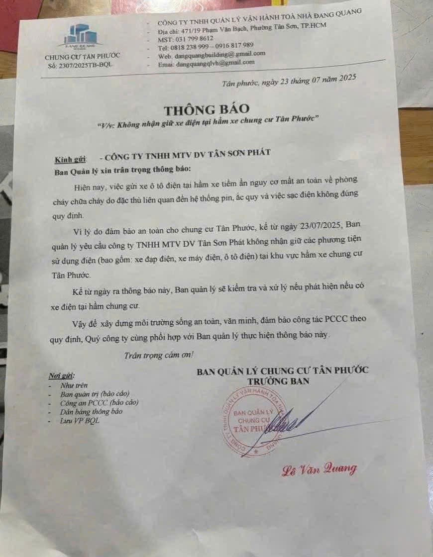 Thông báo của Ban Quản lý chung cư Tân Phước (TPHCM) đang gây nhiều dư luận trái chiều trên mạng xã hội. 66af9d5d-c82f-4bd7-8376-7e524f211d3f.jpg