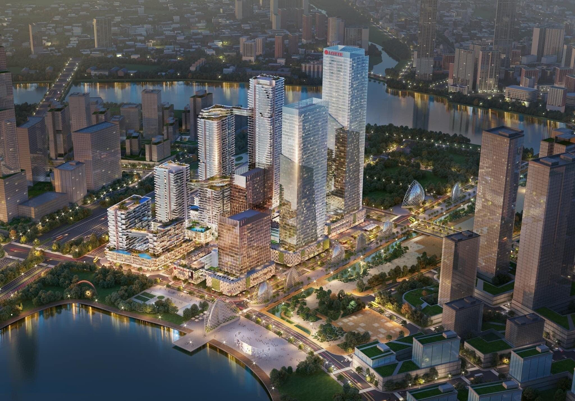 Phối cảnh 3D khu phức hợp thông minh Thủ Thiêm Eco Smart (Lotte Eco Smart City). Nguồn ảnh: Lotte