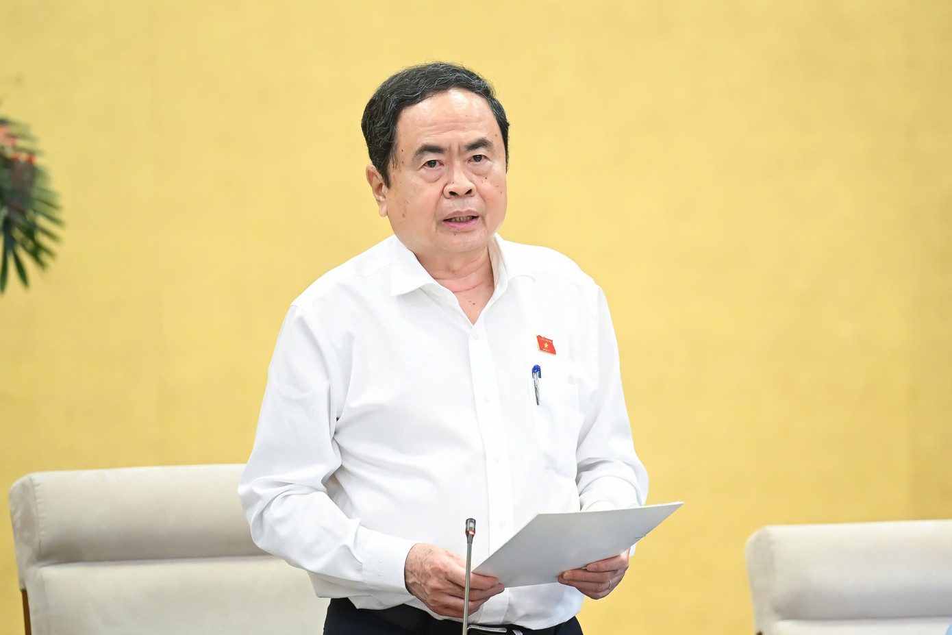 Chủ tịch Quốc hội Trần Thanh Mẫn phát biểu tại phiên họp Ủy ban Thường vụ Quốc hội. 108tvqh6.jpg