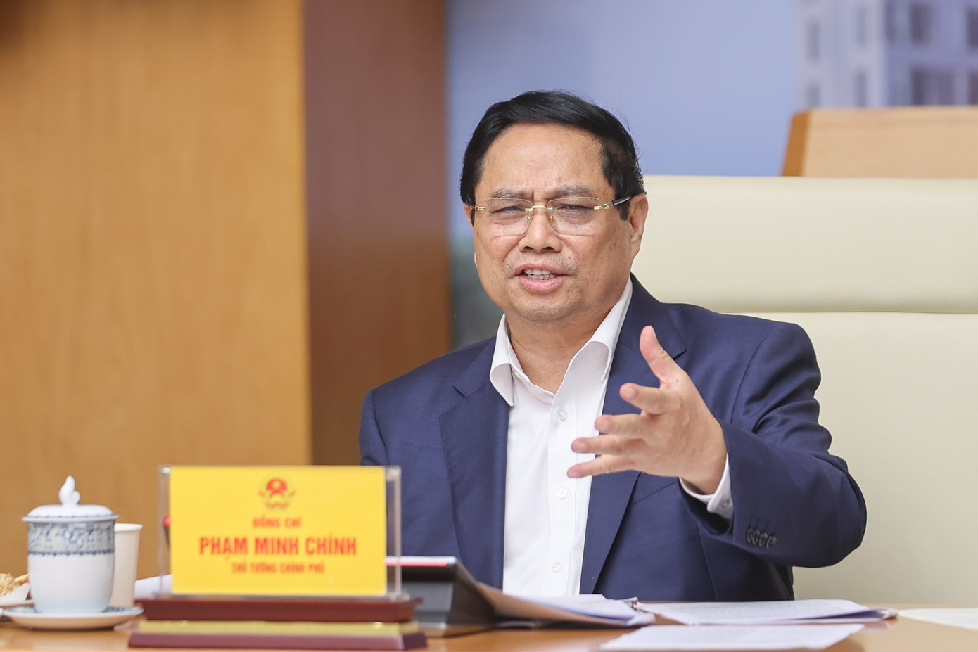Thủ tướng Chính phủ Phạm Minh Chính chủ trì và phát biểu tại Hội nghị. Ảnh: VGP 168ttg44.jpg