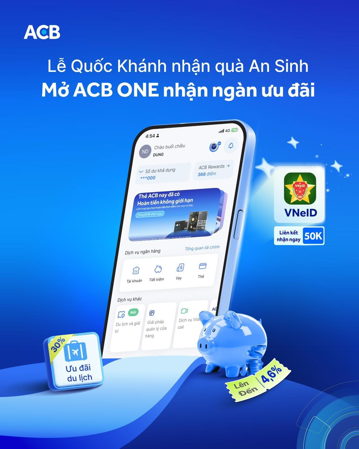 VietinBank, BIDV, HDBank, <a style='text-decoration: none;' href='/ACB'>ACB</a>… đua nhau tặng quà khi liên kết VNeID, cơ hội nhận 1 chỉ vàng SJC