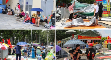 Mới 31/8, người dân đã căng bạt, đặt gạch giữ chỗ để xem diễu binh ngày 2/9