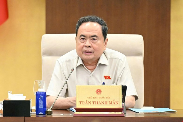 Chủ tịch Quốc hội Trần Thanh Mẫn phát biểu tại cuộc họp. 129dn1.jpg