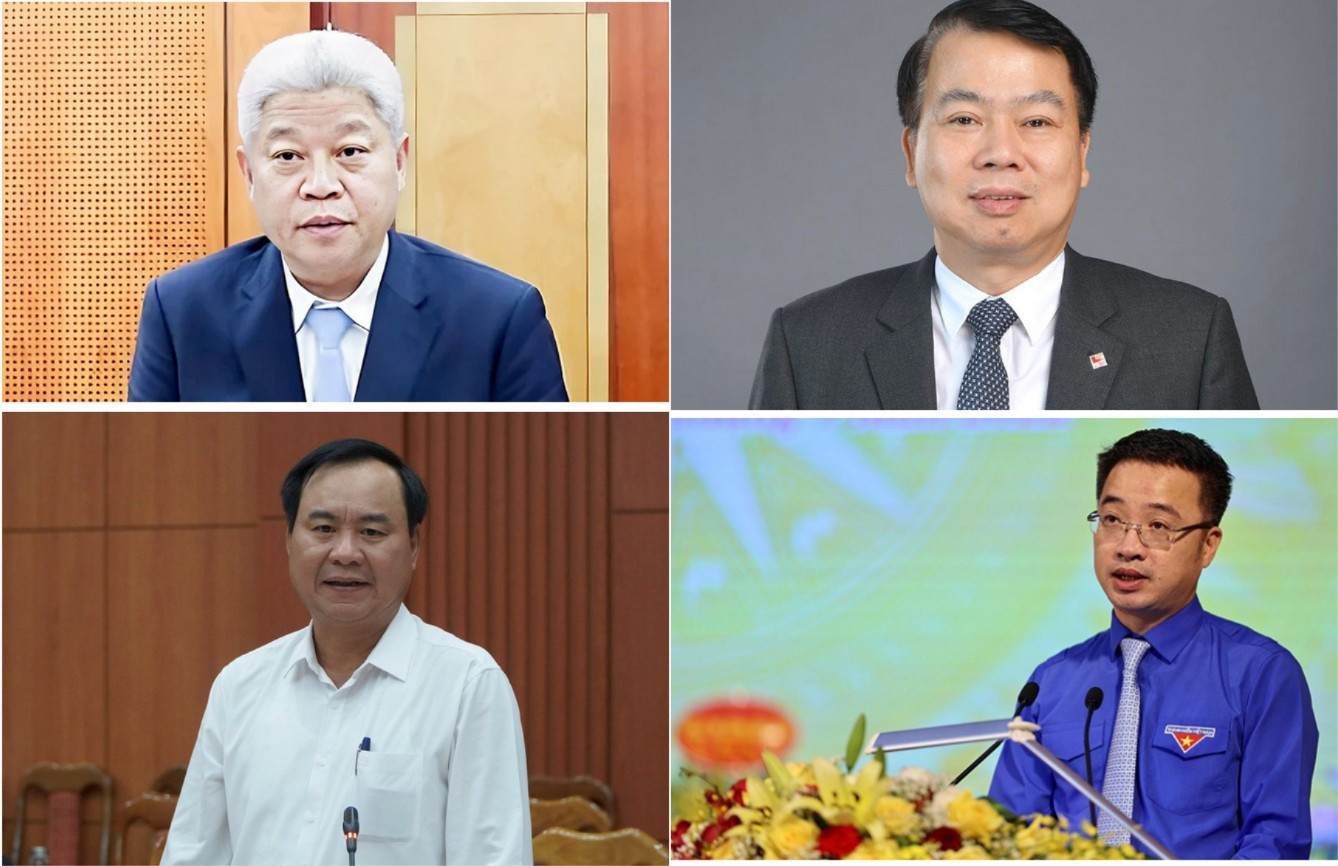 Thứ trưởng Bộ Nội vụ Nguyễn Mạnh Khương (hàng trên, bên trái); Thứ trưởng Bộ Tài chính Nguyễn Đức Chi (hàng trên, bên phải); Thứ trưởng Bộ Nông nghiệp và Môi trường Võ Văn Hưng (hàng dưới, bên trái) và Bí thư Trung ương Đoàn Nguyễn Tường Lâm. Ảnh: PV. screen-shot-2025-09-12-at-63804-pm-1516.jpg