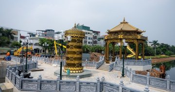 Đập dâng trên dòng sông hơn 2.000 năm tuổi ô nhiễm nhất Thủ đô thành hình đẹp mắt, sắp chính thức hoàn thiện