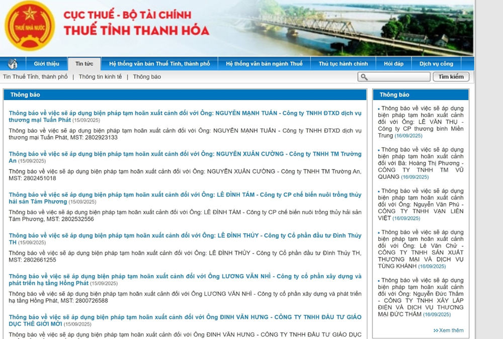 Thuế Thanh Hóa ra thông báo cấm xuất cảnh loạt giám đốc công ty bất động sản - ảnh 2