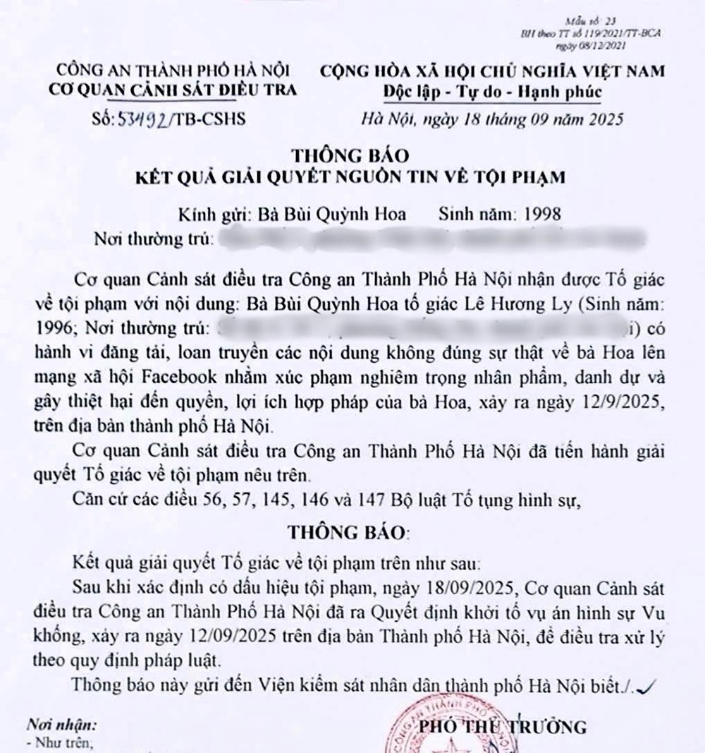 Hoa hậu Bùi Quỳnh Hoa tố cáo Facebooker Hương Ly - ảnh 2