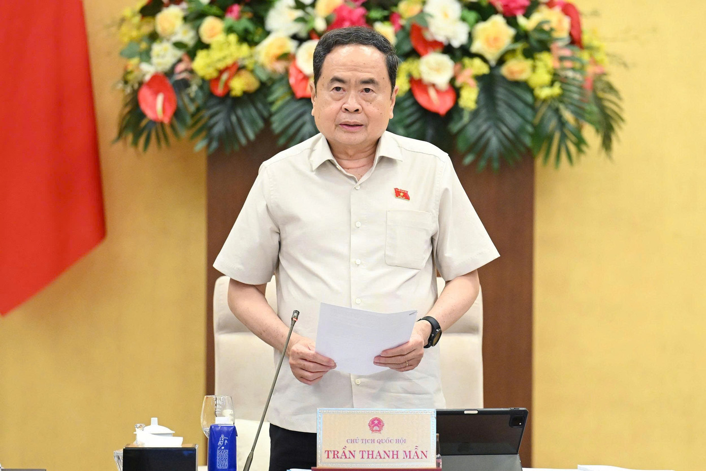 Chủ tịch Quốc hội Trần Thanh Mẫn phát biểu tại phiên họp Ủy ban Thường vụ Quốc hội. 219tv2.jpg
