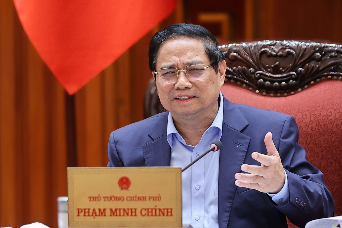 Thủ tướng Phạm Minh Chính phát biểu tại cuộc họp. Ảnh: VGP 229ttgcc1.jpg