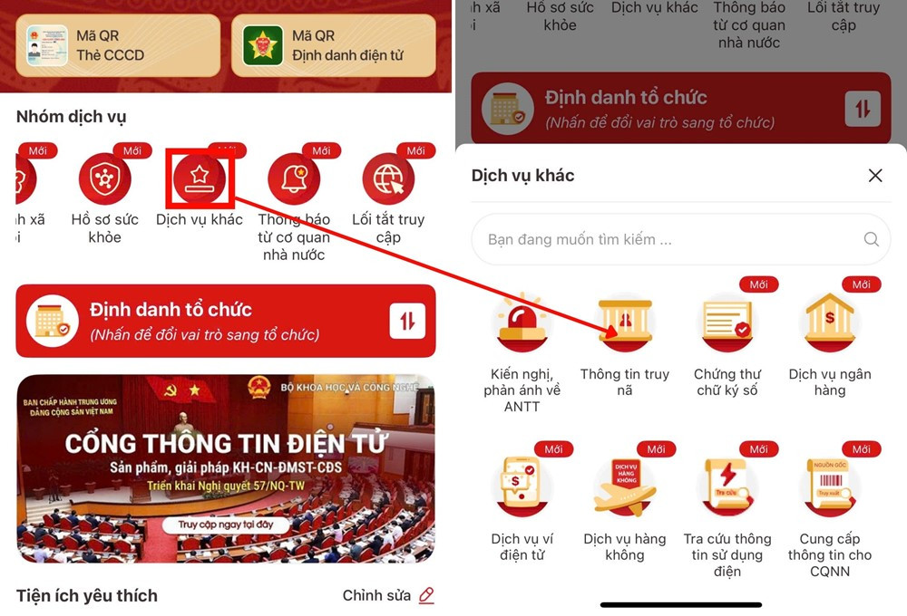 Cách tra cứu các đối tượng bị truy nã trên toàn quốc bằng VNeID - ảnh 1