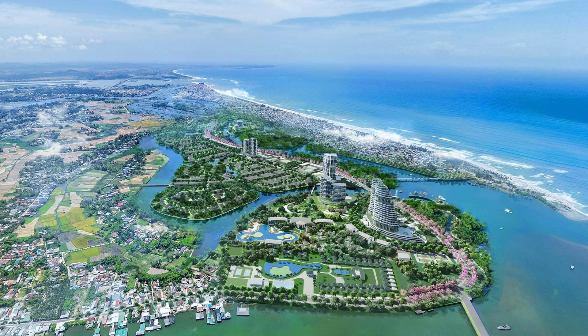 Phối cảnh dự án Khu đô thị sinh thái Coastal Quảng Ngãi. Nguồn ảnh: Internet
