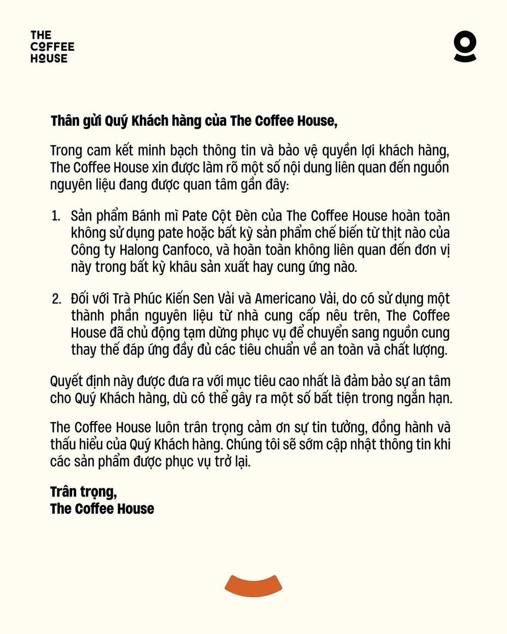 Sau Highlands Coffee, The Coffee House lên tiếng về vụ Đồ hộp Hạ Long - ảnh 1