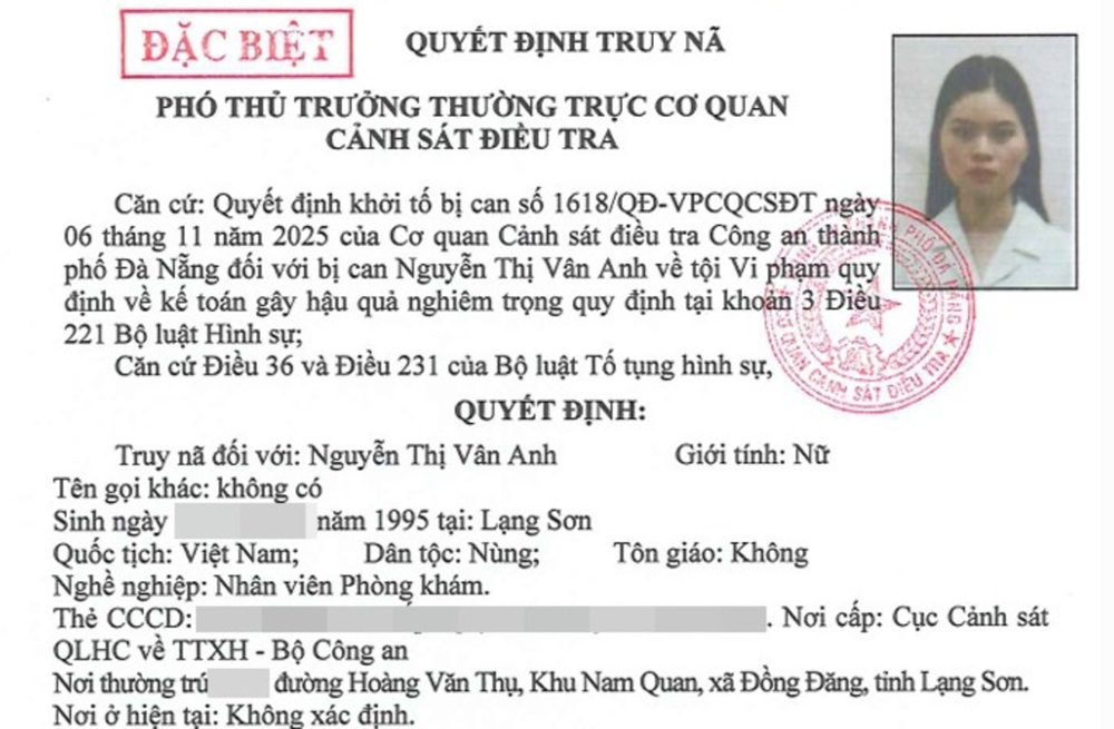 Truy nã đặc biệt kế toán Nguyễn Thị Vân Anh SN 1995 - ảnh 2