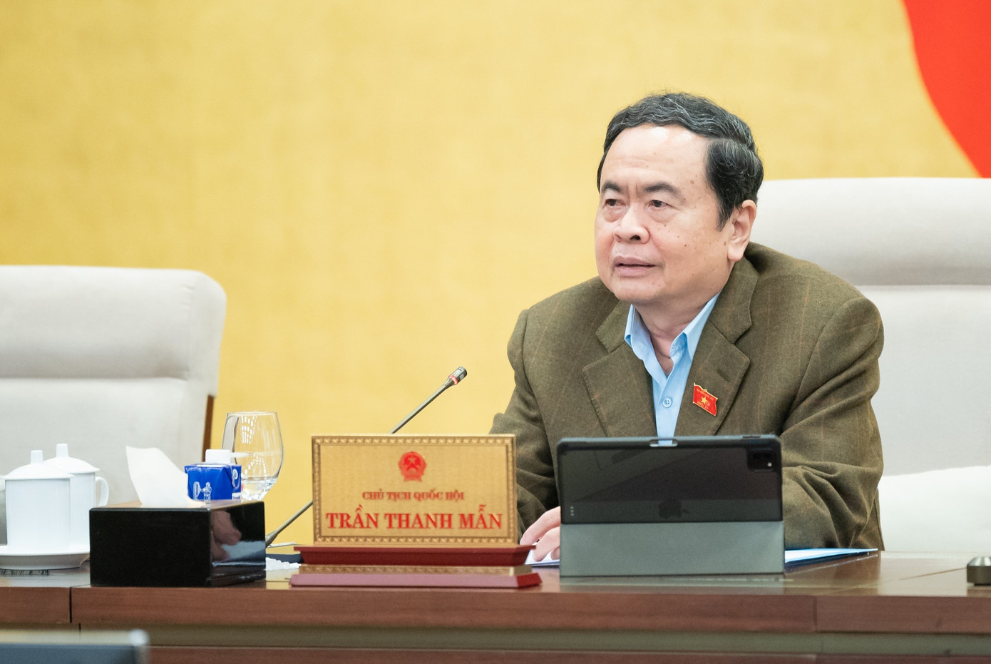 Chủ tịch Quốc hội Trần Thanh Mẫn phát biểu bế mạc phiên họp. Ảnh: Phạm Thắng 121ctqh1111.jpg