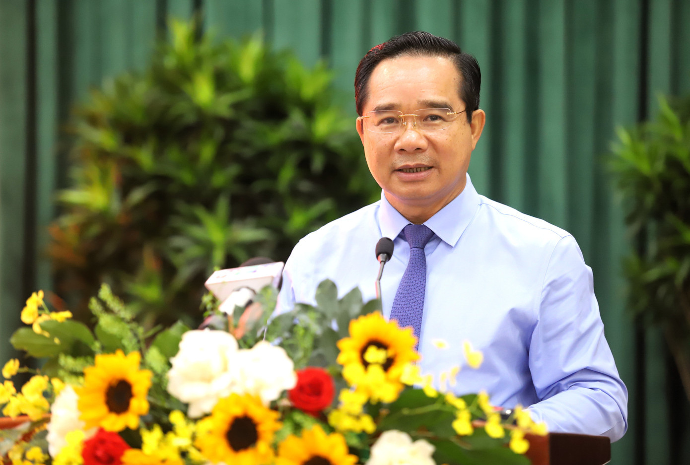 Ông Nguyễn Văn Được - Chủ tịch UBND TPHCM phát biểu kết luận hội nghị. Ảnh: Ngô Tùng img-3767.jpg