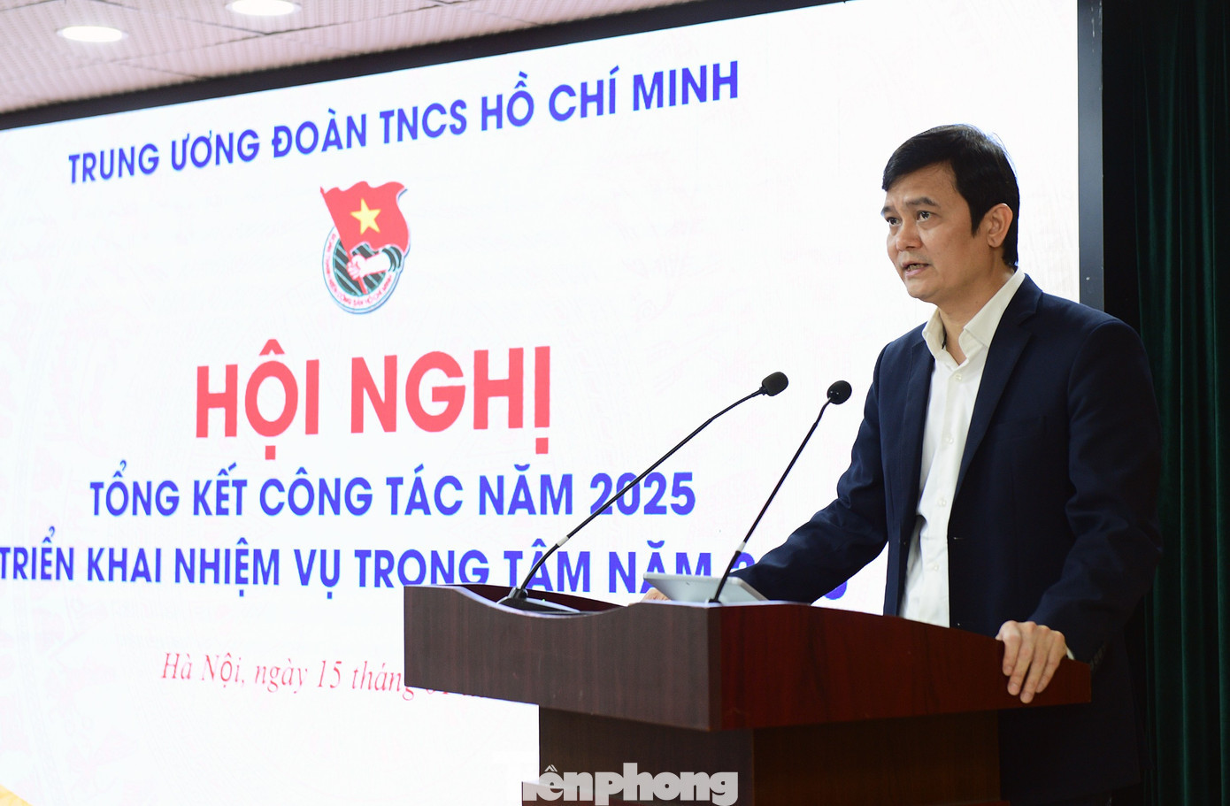 Anh Bùi Quang Huy phát biểu tại hội nghị. Ảnh: Xuân Tùng tp-tongket8.jpg