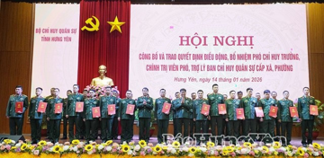 Điều động, bổ nhiệm 179 sĩ quan, quân nhân chuyên nghiệp về công tác tại Ban Chỉ huy Quân sự cấp xã